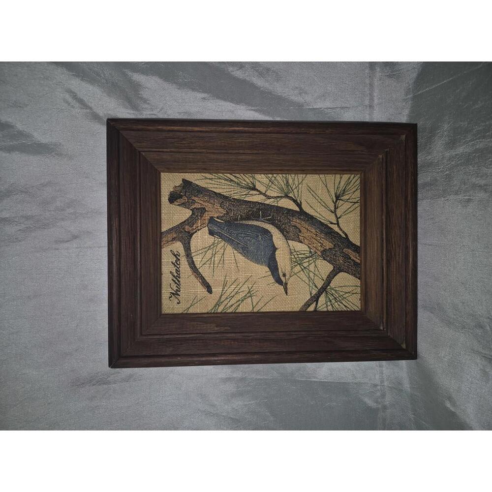 Kay Dee Hand Prints Nuthatch Framed Art Piece on 100% Pure Linen